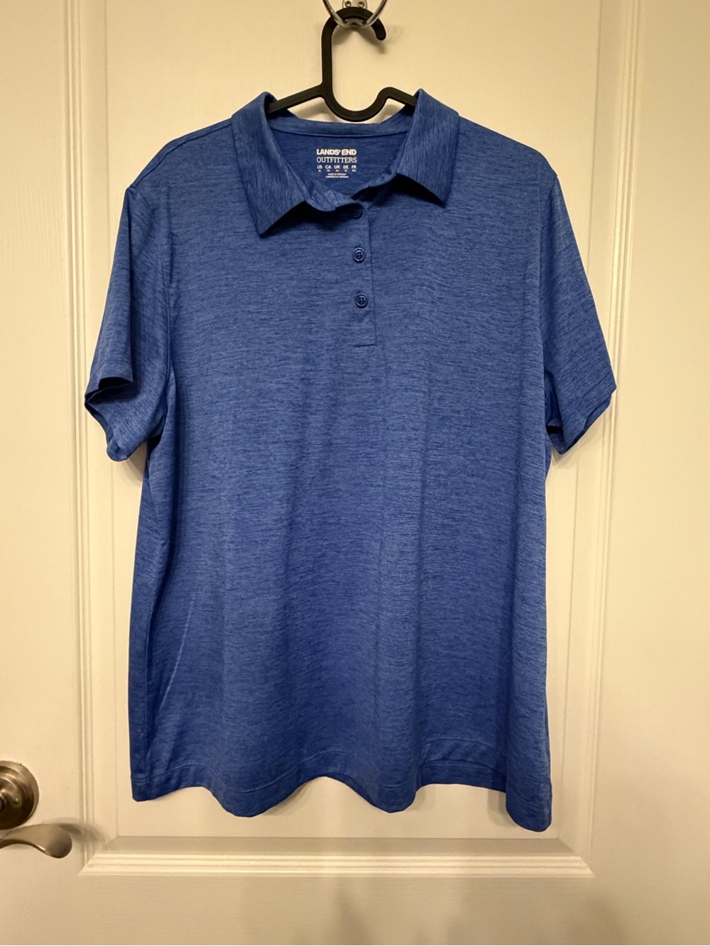Lands' End Women's Rapid Dry Performance Space Dye Polo Shirt in Blue-XL
